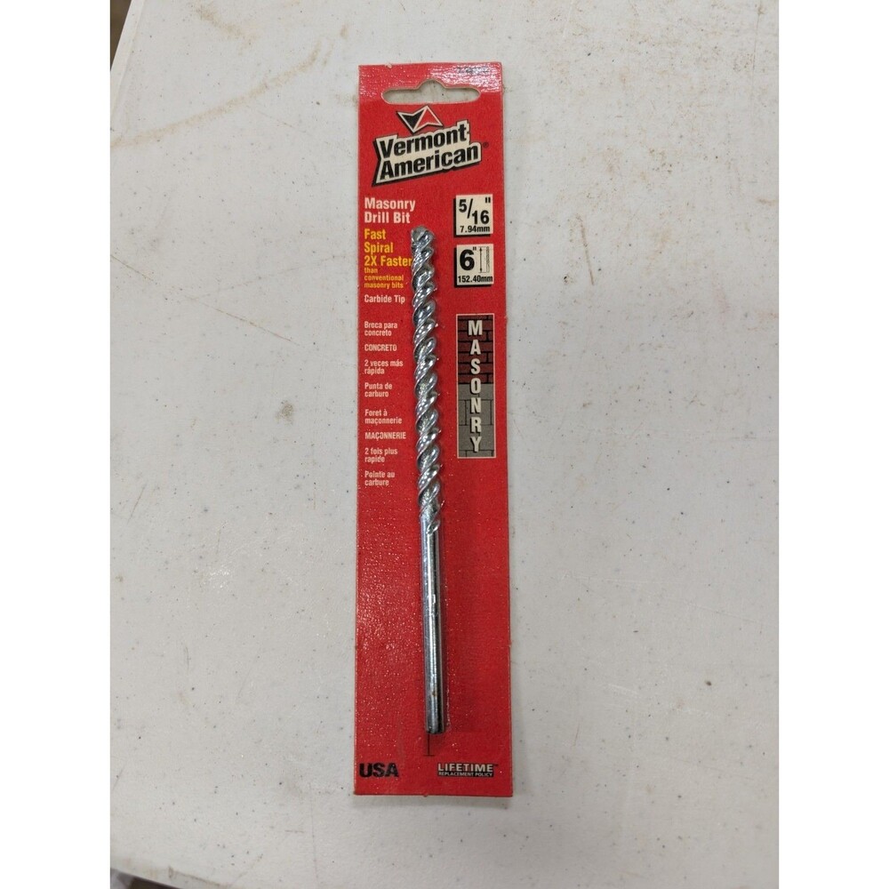 Vermont American 14025 5/16 X 6 Fast Spiral Masonry Drill Bit One Pack